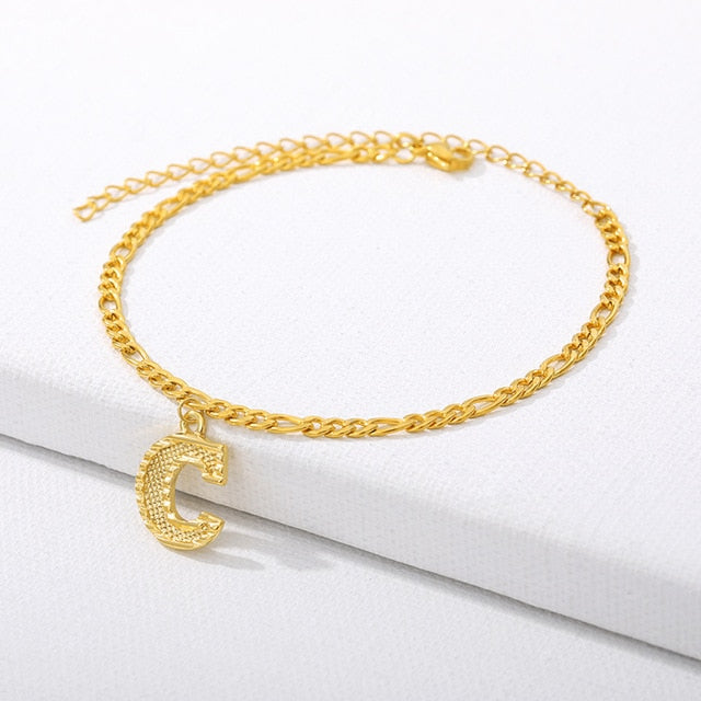 Gold Letter Anklet