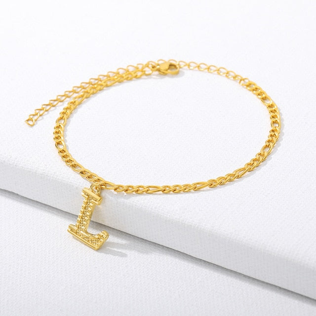 Gold Letter Anklet