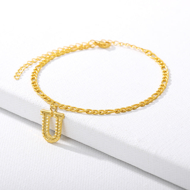 Gold Letter Anklet