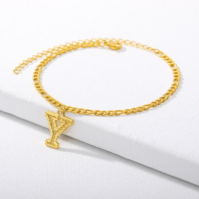 Gold Letter Anklet