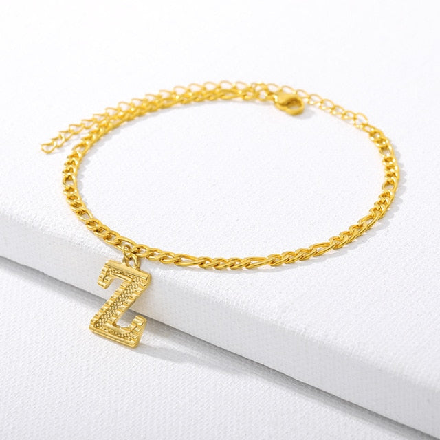 Gold Letter Anklet