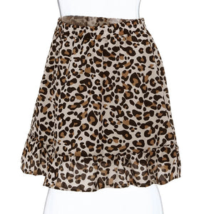 Leopard Print Ruffled Casual Skirt