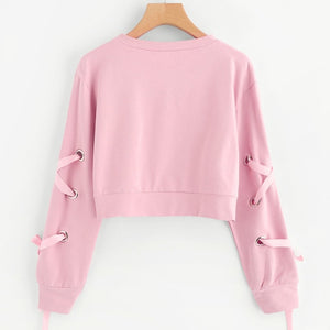 Tie Up Sleeve Sweatshirt