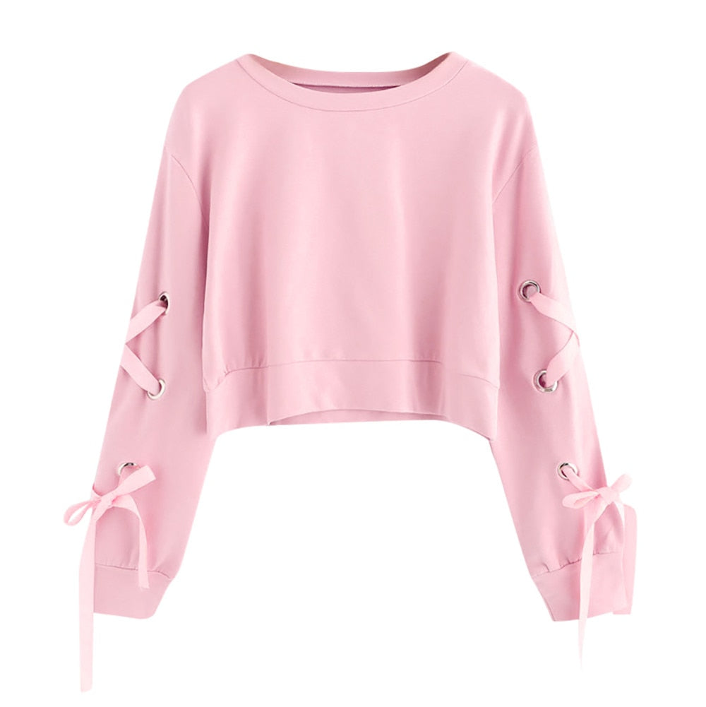 Tie Up Sleeve Sweatshirt