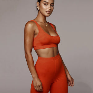 Two Piece Crop Top and Split Flare Pant Set