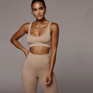 Two Piece Crop Top and Split Flare Pant Set