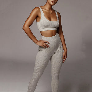 Two Piece Crop Top and Split Flare Pant Set