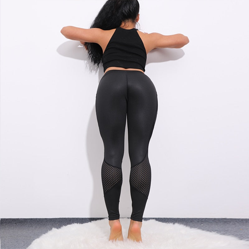 Mesh Insert Patchwork Push up Leggings