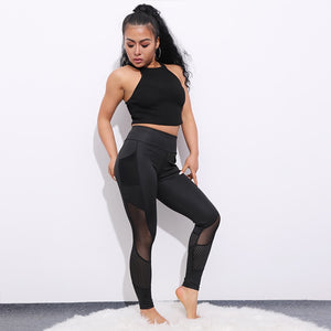 Mesh Insert Patchwork Push up Leggings