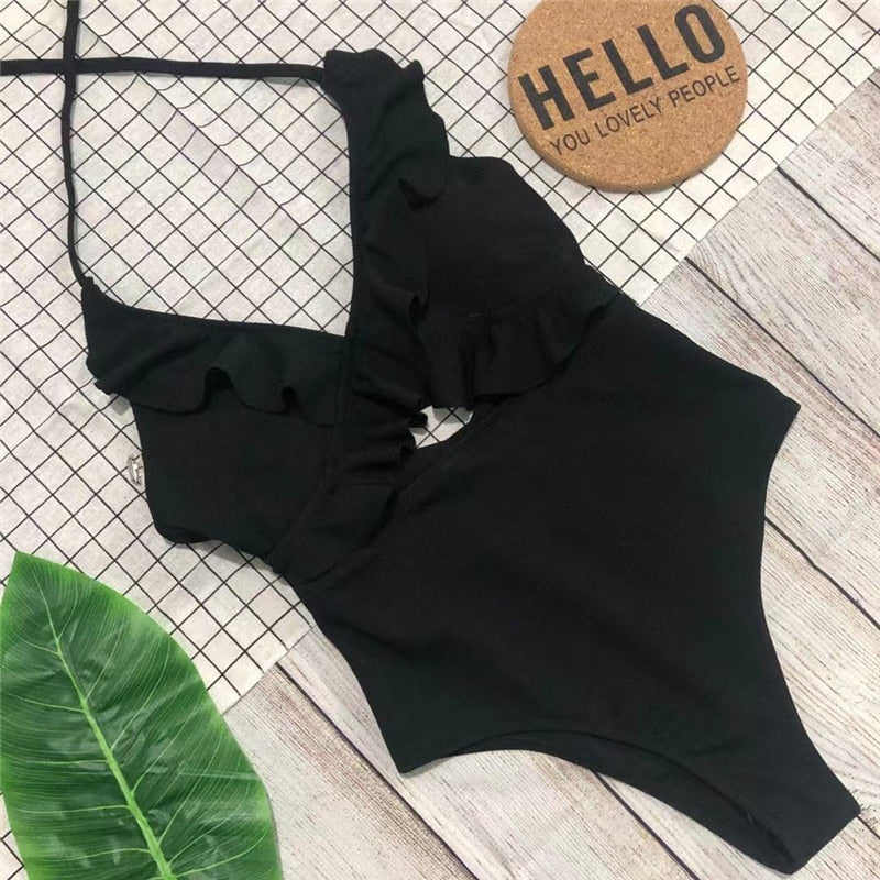 Ruffled One Piece Bikini Set