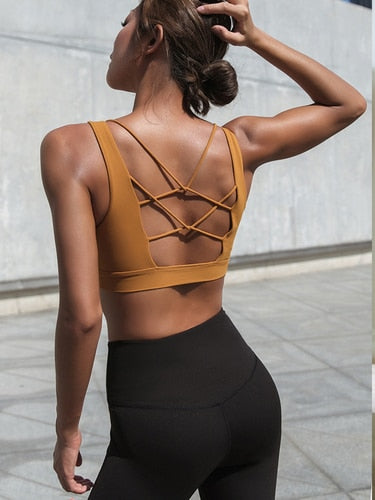 Caged Back Padded Yoga Crop Top