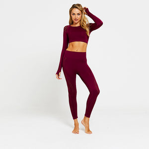 Long sleeve Crop Top Mesh Yoga Set