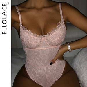 Lace Frill  Backless  Bodysuits