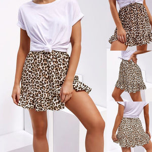 Leopard Print Ruffled Casual Skirt