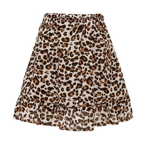 Leopard Print Ruffled Casual Skirt