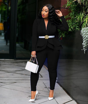 Ruffle Layer Two Piece Suit