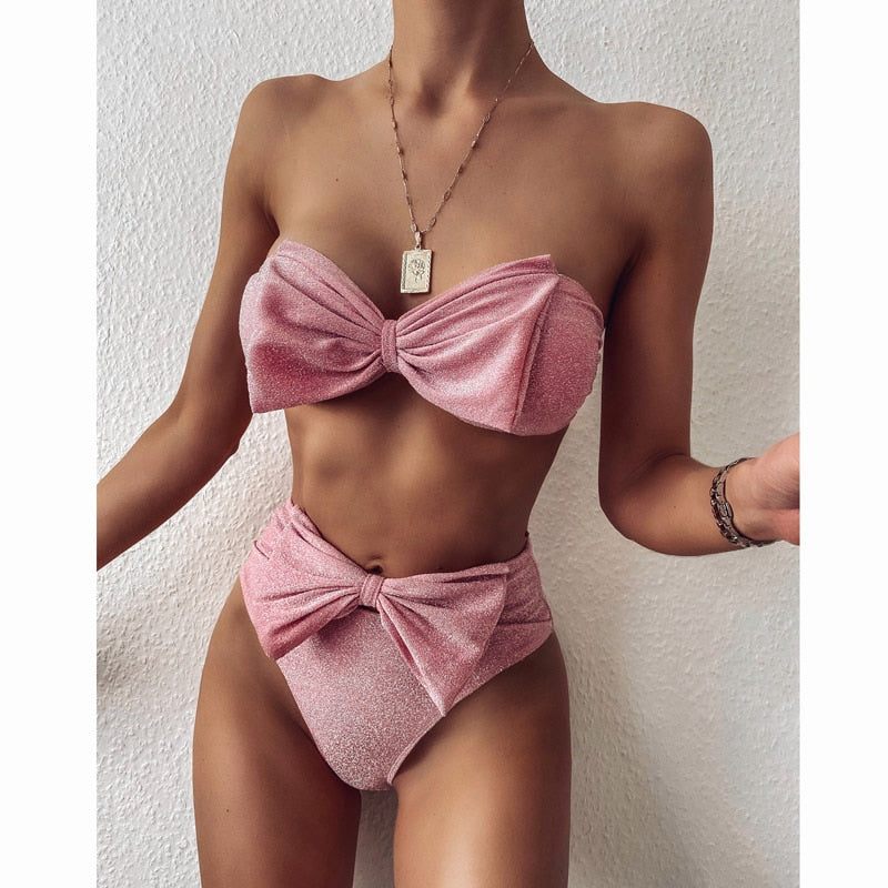 Bandeau High Waist Bikini Set