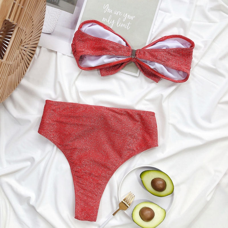 Bandeau High Waist Bikini Set