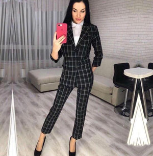 Plaid Double Breasted Two Piece Suit