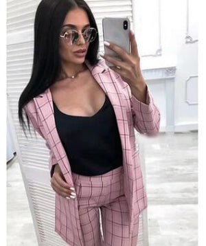 Plaid Double Breasted Two Piece Suit