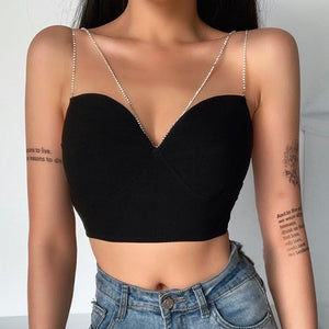 Diamond Stap Bodycon Crop Top