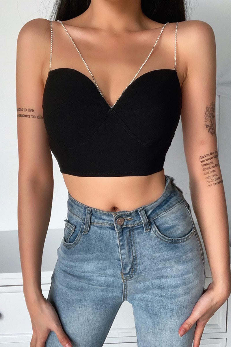 Diamond Stap Bodycon Crop Top