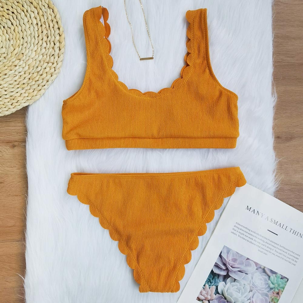 Essentials Ribbed Two Piece Bathing Suit