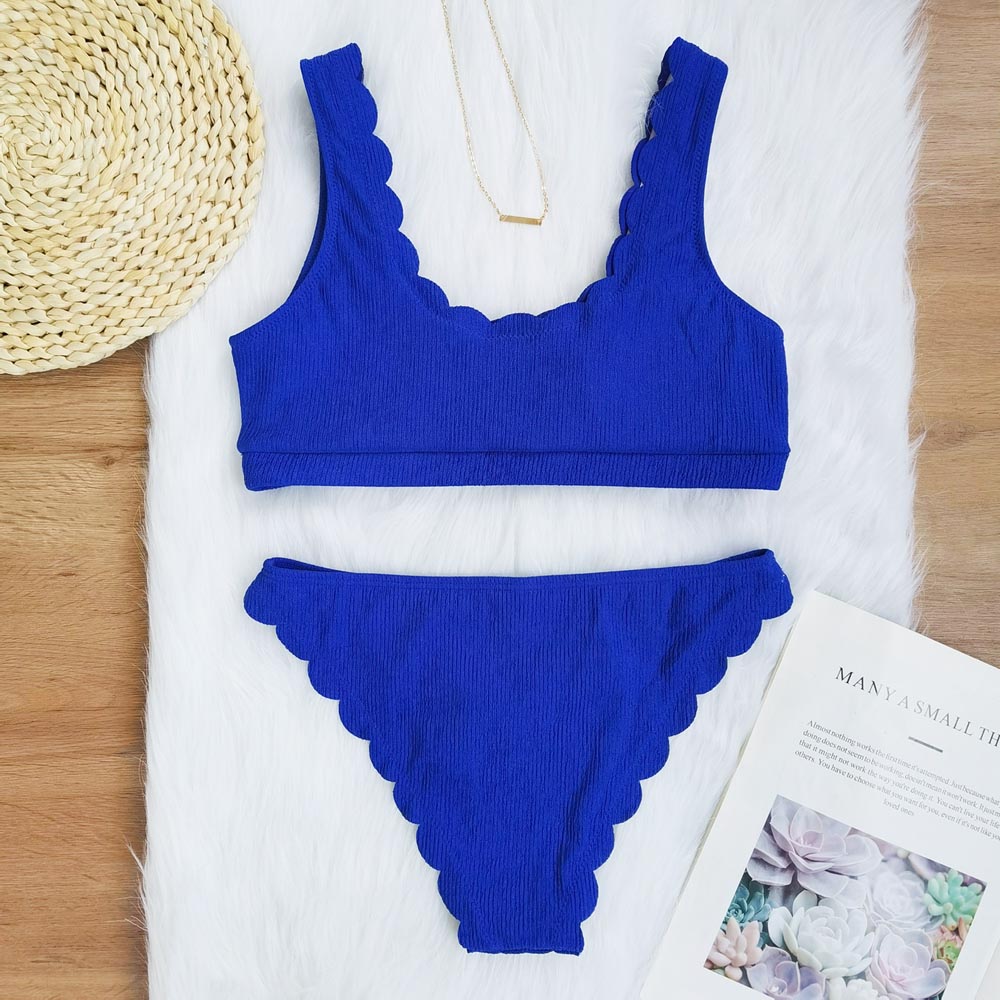 Essentials Ribbed Two Piece Bathing Suit