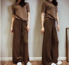 High Waist Cashmere Wide Leg Trouser's