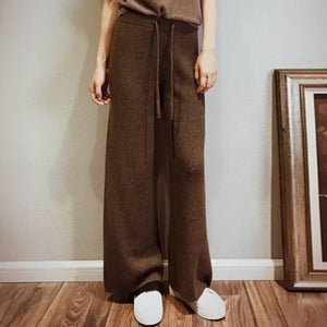 High Waist Cashmere Wide Leg Trouser's