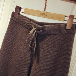 High Waist Cashmere Wide Leg Trouser's