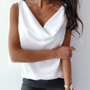 Satin Chain Halter V Neck blouse