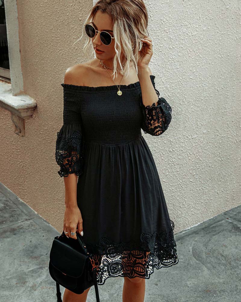 Black Lace Off Shoulder Dress