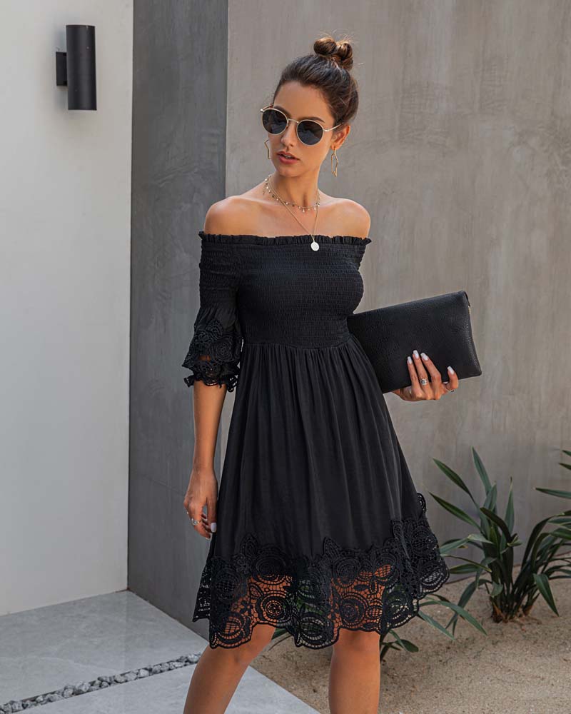 Black Lace Off Shoulder Dress