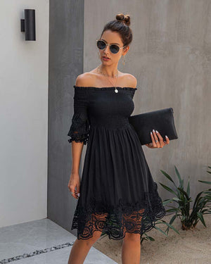 Black Lace Off Shoulder Dress