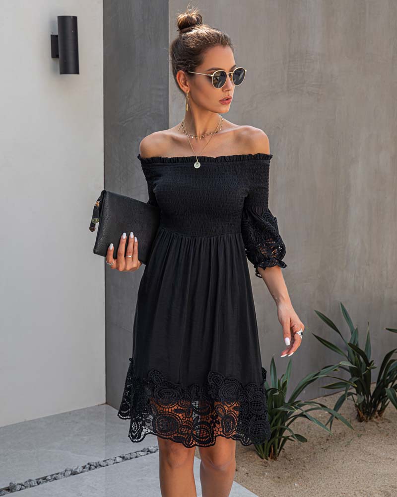 Black Lace Off Shoulder Dress