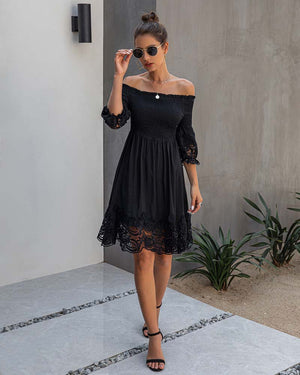 Black Lace Off Shoulder Dress