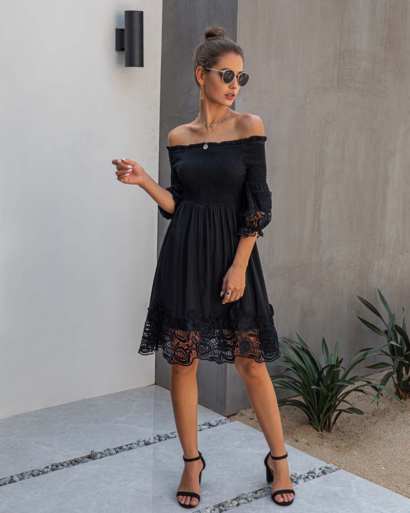 Black Lace Off Shoulder Dress