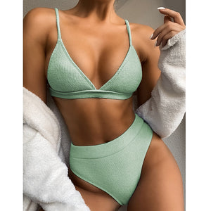 Two Piece Ribbed High Waist Bikini Set