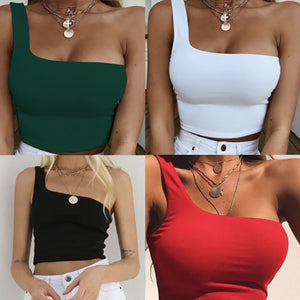 One Shoulder T-shirt Crop Top