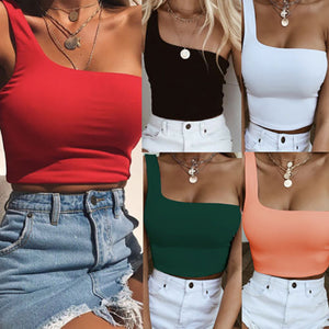 One Shoulder T-shirt Crop Top