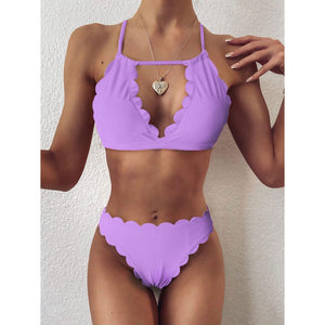 Two Piece Scalloped Textured Bikini Set