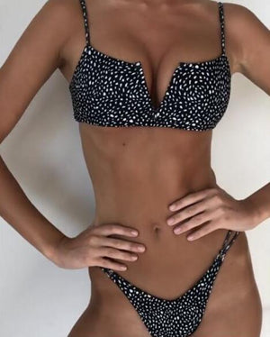 V-Split Printed Two Piece Bikini