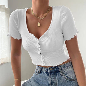 Knitted Button-up Crop top