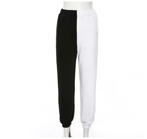 Black and White Patchwork Sweatpants