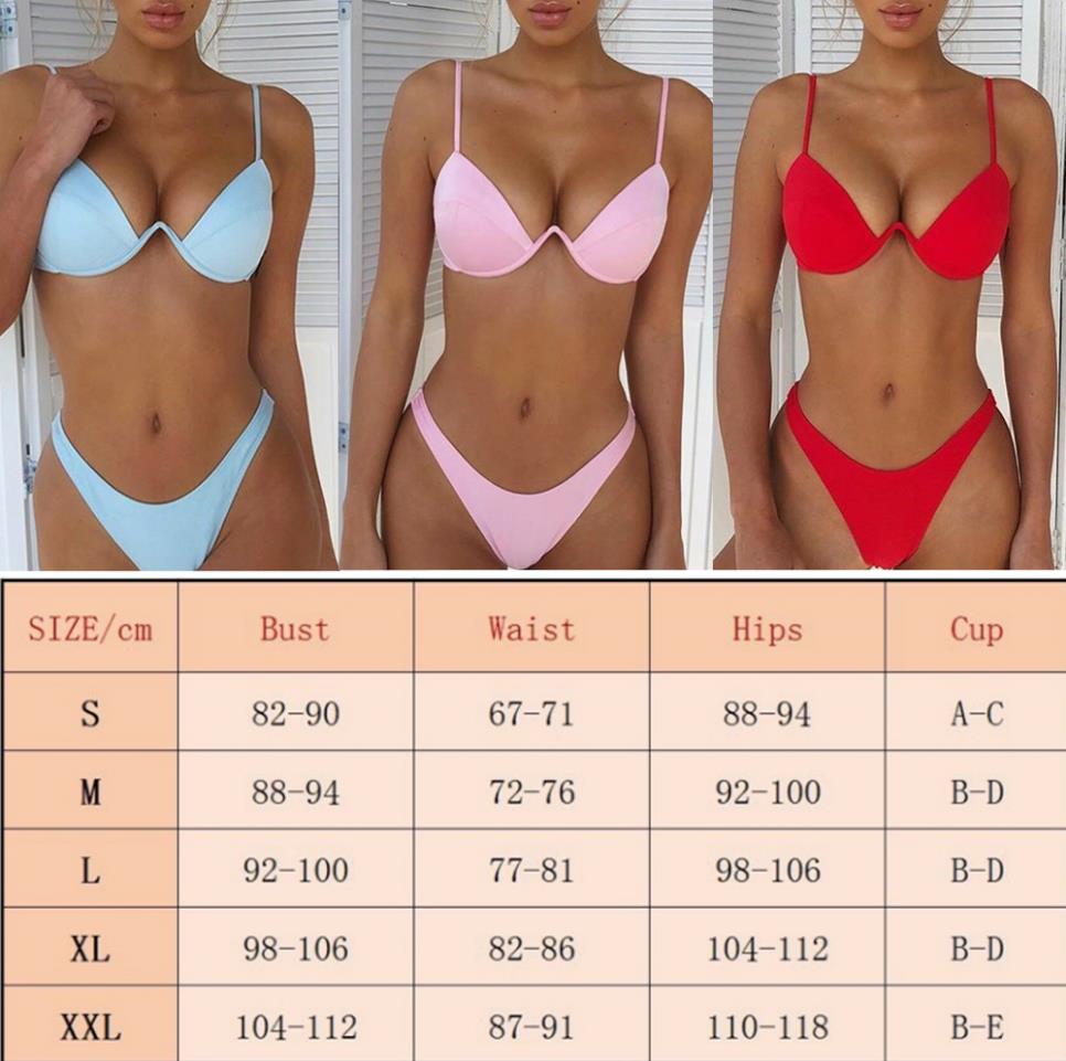 Solid Push Up Triangle Bikini