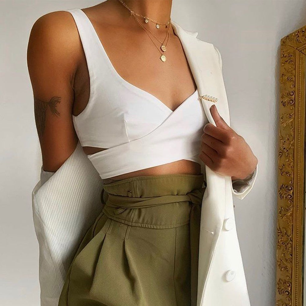 Linen Wrap Crop Top