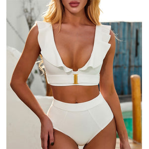 Rk High Waist Ruffle Bikini Set