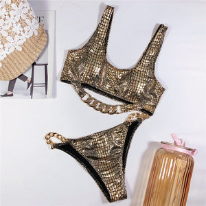 South Beach Two Piece Alligator Print Bathing Suit