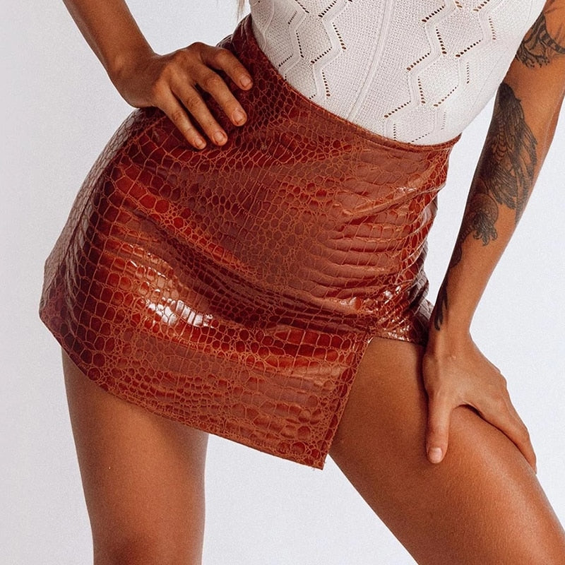 Faux Alligator Mini Skirt